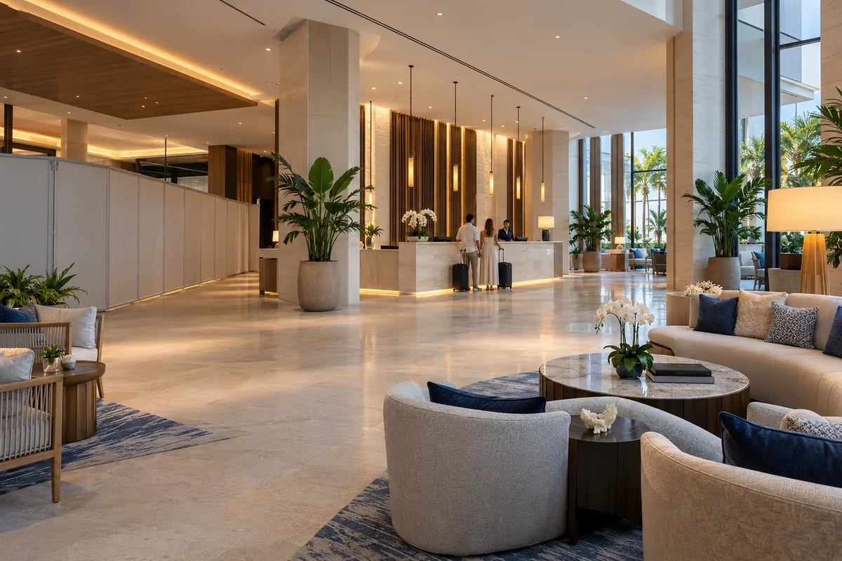 Operating hotel with a separated renovation area