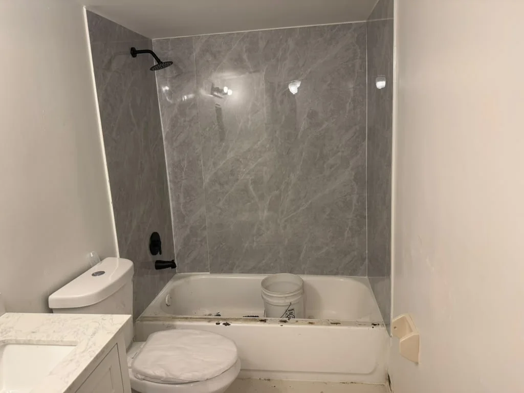 Bathroom · Wall panel progress